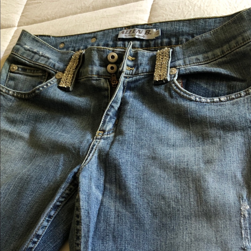 Allen B. By Allen Schwartz Women's Blue Jeans with Rhinestone Belt Loops